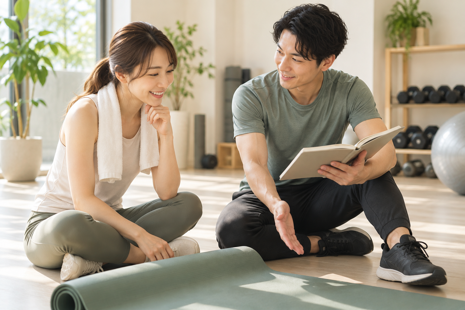 月1回の指導で運動の計画を相談するイメージ