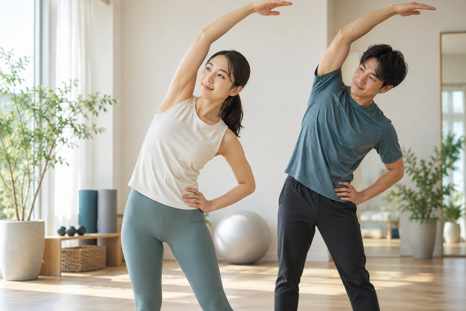 トレーナーと身体を動かすイメージ