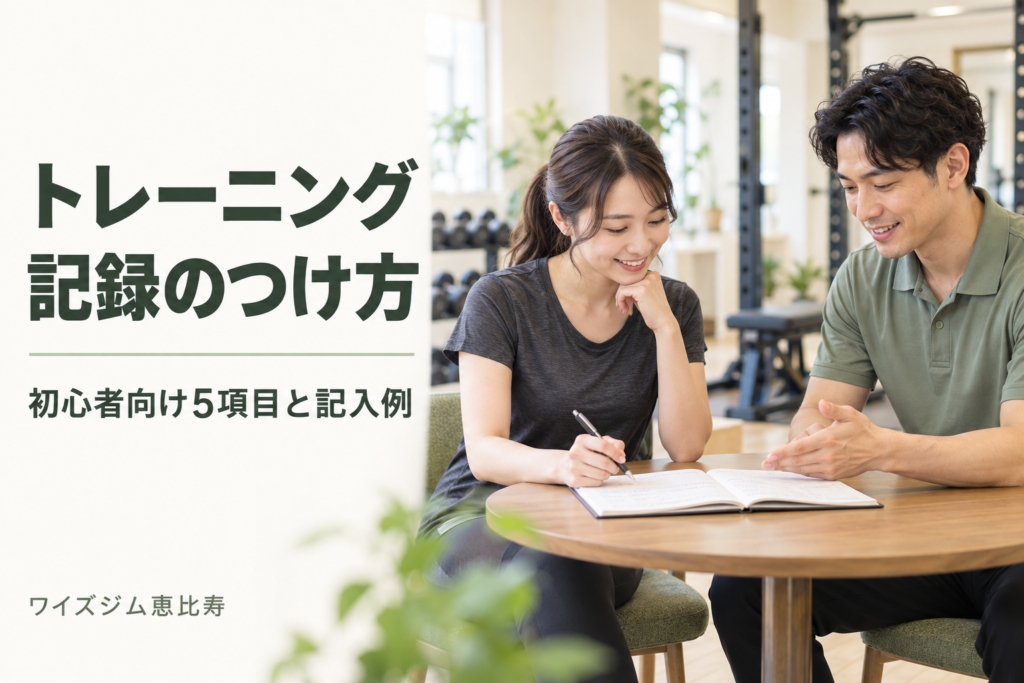 パーソナルジムのトレーニング記録はどうつける？初心者向け5項目と記入例